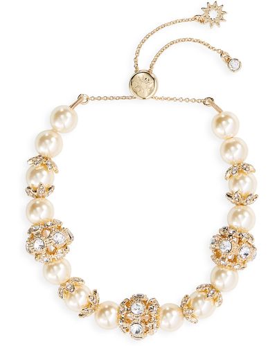 Marchesa Pavé Crystal & Imitation Pearl Slider Bracelet - White