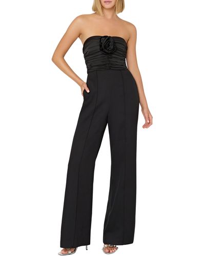 MILLY Saoirse Cady Rosette Strapless Jumpsuit - Blue