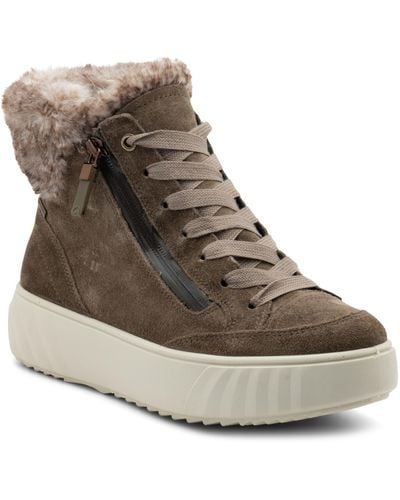 Ara Mikayla Faux Fur Lined Lace-up Boot - Brown