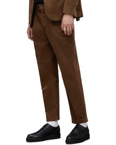 AllSaints Kiels Stretch Cotton Blend Velvet Dress Pants - Brown