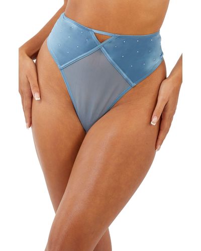 Playful Promises Olympia Storm High Waist Thong - Blue