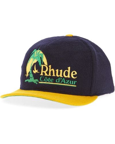 Rhude Azure Coast Snapback Wool Blend Baseball Cap - Blue