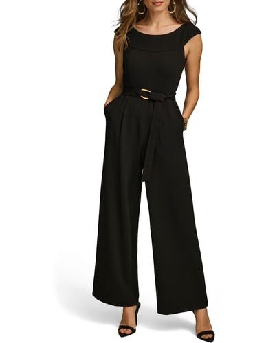 Donna Karan Cap Sleeve Straight Leg Jumpsuit - Black