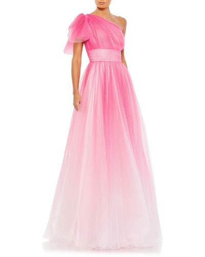 Mac Duggal Sparkle One-shoulder Tulle Ball Gown - Pink