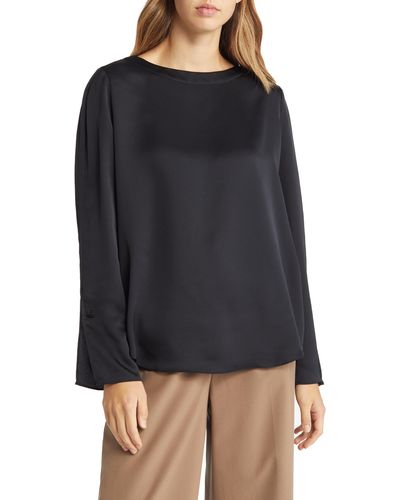 Nordstrom Long Sleeve Boat Neck Top - Black