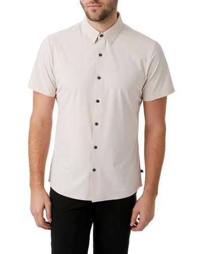 7 Diamonds American Me Slim Fit Short Sleeve Button-up Performance Shirt - White
