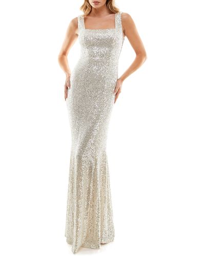 Speechless Sequin Square Neck Gown - White