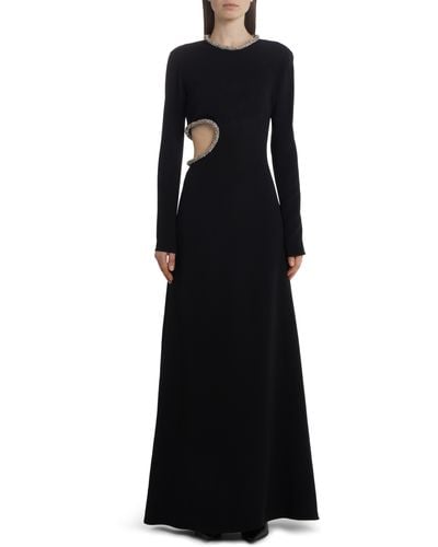 Stella McCartney Embellished Long Sleeve Cutout Gown - Black