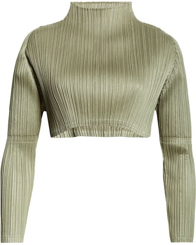 Pleats Please Issey Miyake Monthly Colors January Pleated Crop Top - Green