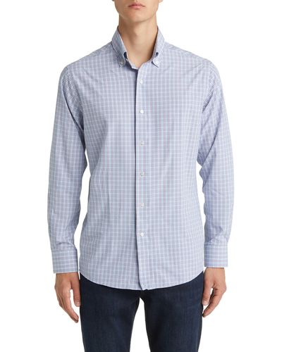 Peter Millar Crown Crafted Plaid Performance Button-down Shirt - Blue