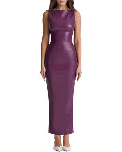 House Of Cb Faux Leather Sheath Dress - Purple