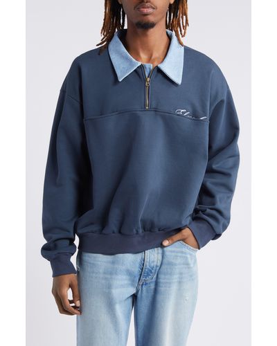 Elwood Long Sleeve Quarter Zip Sweatshirt - Blue