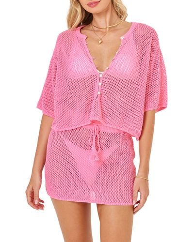 L*Space Coast Is Clear Sheer Cover-up Miniskirt - Pink