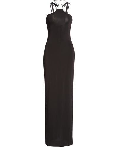 Nensi Dojaka Cutaway Shoulder Gown - Black