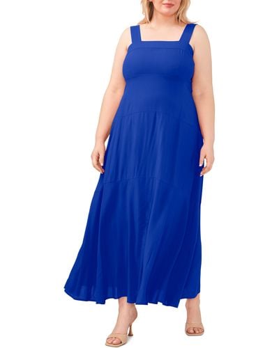 Vince Camuto Solid Sleeveless Tiered Maxi Dress - Blue