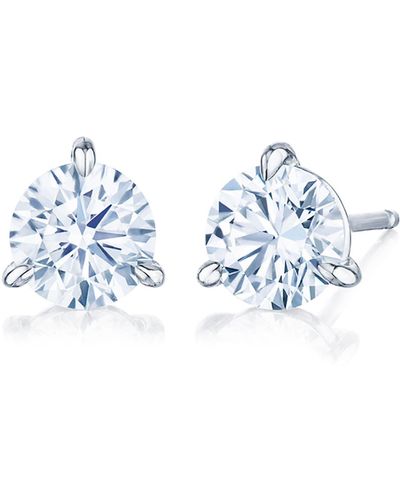 Kwiat Round Diamond & Platinum Stud Earrings - Blue