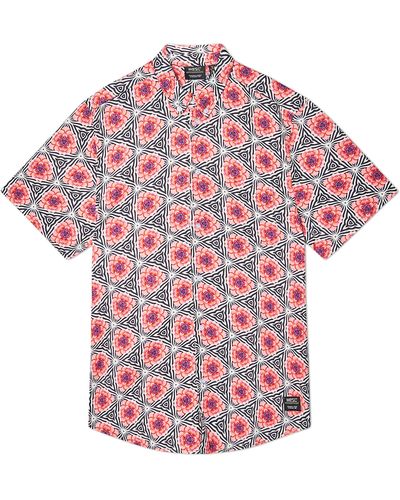 Wesc Oden Kaleidoscope Floral Short Sleeve Button-down Shirt - Red