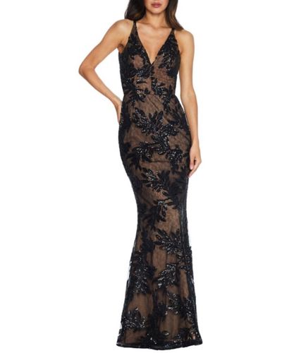 Dress the Population Sharon Embellished Lace Evening Gown - Black