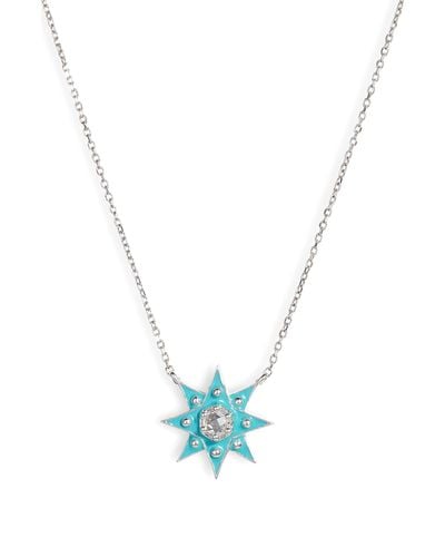 Anzie White Topaz Starburst Pendant Necklace - Blue