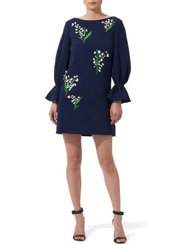 Carolina Herrera Lily Of The Valley Embroidered Shift Dress - Blue