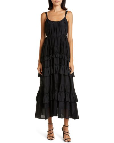 Cinq À Sept Kandra Ruffle Tiered Cotton & Silk Blend Dress - Black