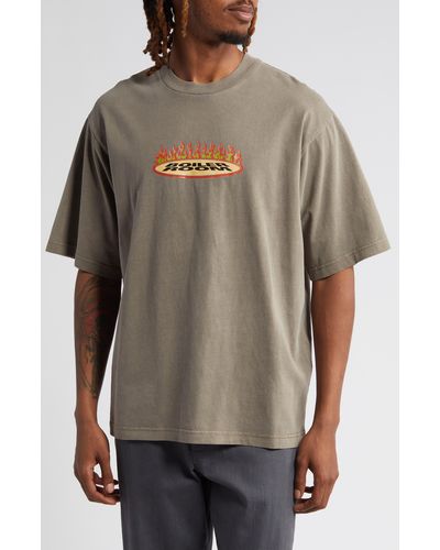 BOILER ROOM Flames Cotton Graphic T-shirt - Gray