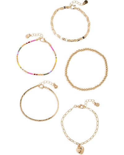 BP. Assorted Set Of 5 Beaded Bracelets - White
