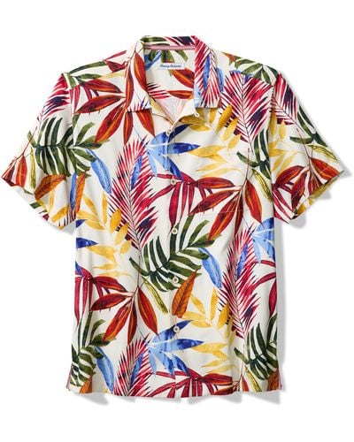Tommy Bahama Soriano Fronds Silk Blend Camp Shirt - Red