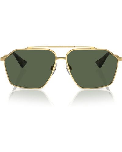 Dolce & Gabbana 61mm Polarized Pilot Sunglasses - Green