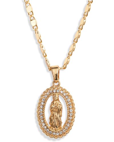 VIDAKUSH Crystal Embellished Guadalupe Pendant Necklace - Metallic