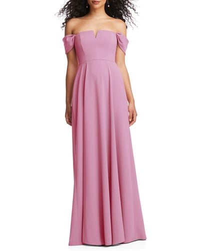Dessy Collection Off The Shoulder Crepe Gown - Pink