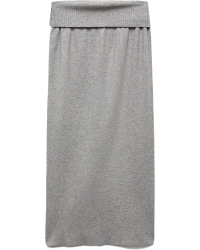 Mango Knit Midi Skirt - Gray
