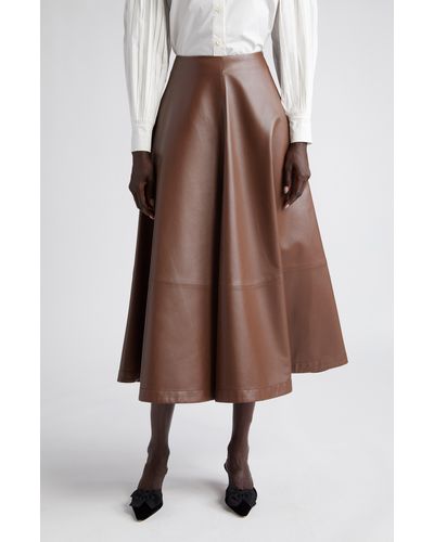 Altuzarra Varda Lambskin Leather Skirt - Brown
