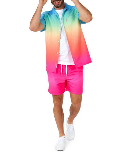 Opposuits Funky Fade Summer Shirt & Shorts Set - Pink
