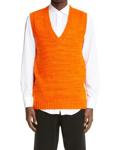 The Elder Statesman Hand Spun Cashmere Sweater Vest - Orange