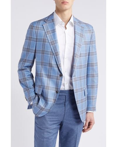 Peter Millar Plaid Wool & Silk Blend Sport Coat - Blue