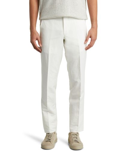 Ted Baker Jerome Flat Front Linen & Cotton Dress Pants - White