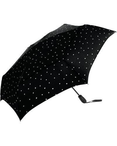 Shedrain Polka Dot Auto Open Compact Umbrella - Black
