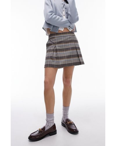 TOPSHOP Plaid Tailored Pleated Miniskirt - Multicolor