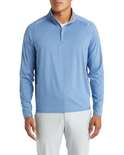 Peter Millar Crafted Stealth Quarter Zip Performance Pullover - Blue
