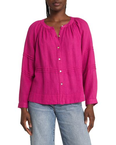 Rails Frances Linen Blend Button-up Shirt - Pink
