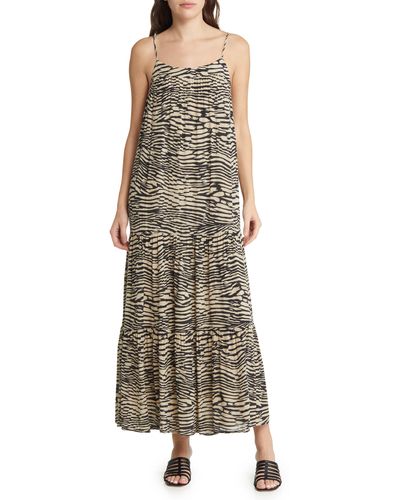 Rails Maty Abstract Print Tiered Dress - Natural