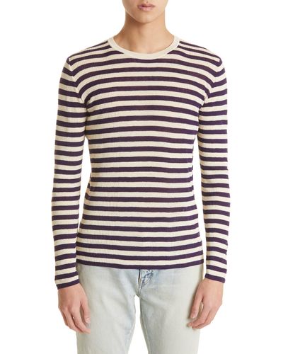 Saint Laurent Stripe Linen & Silk Sweater - Multicolor