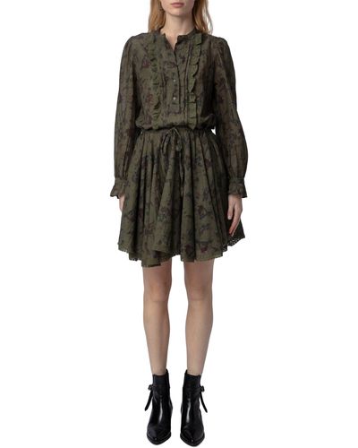 Zadig & Voltaire Ranil Tomboy Holly Floral Long Sleeve Shirtdress - Black