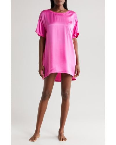 Lunya Oversize Silk Sleepshirt - Pink