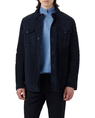 Bugatchi Suede Shirt Jacket - Blue