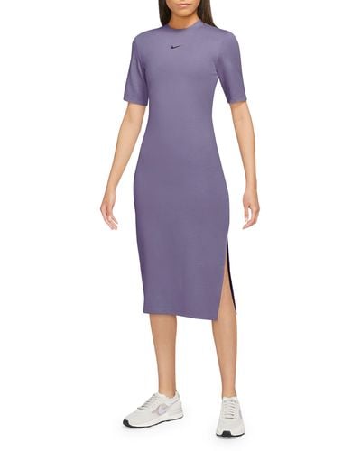 Nike Sportswear Essential Crewneck Midi Dress - Purple