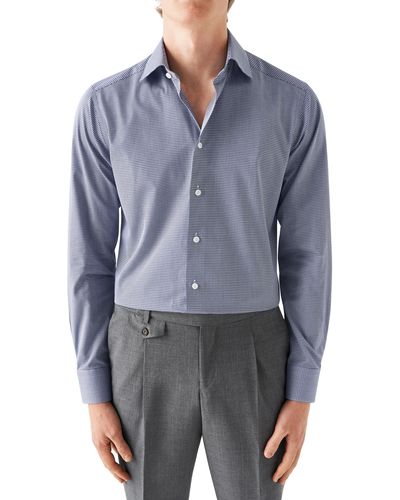 Eton Slim Fit Textured Twill Dress Shirt - Blue
