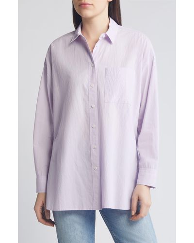 Madewell The Oversize Straight Hem Signature Poplin Shirt - Purple