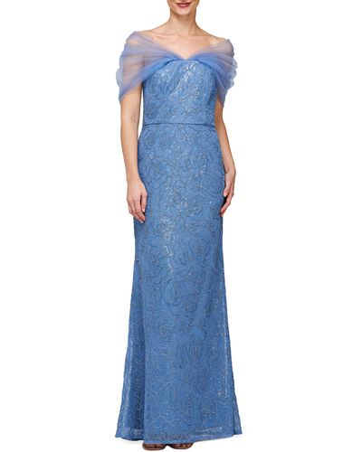 JS Collections Isa Sequin Mermaid Gown - Blue